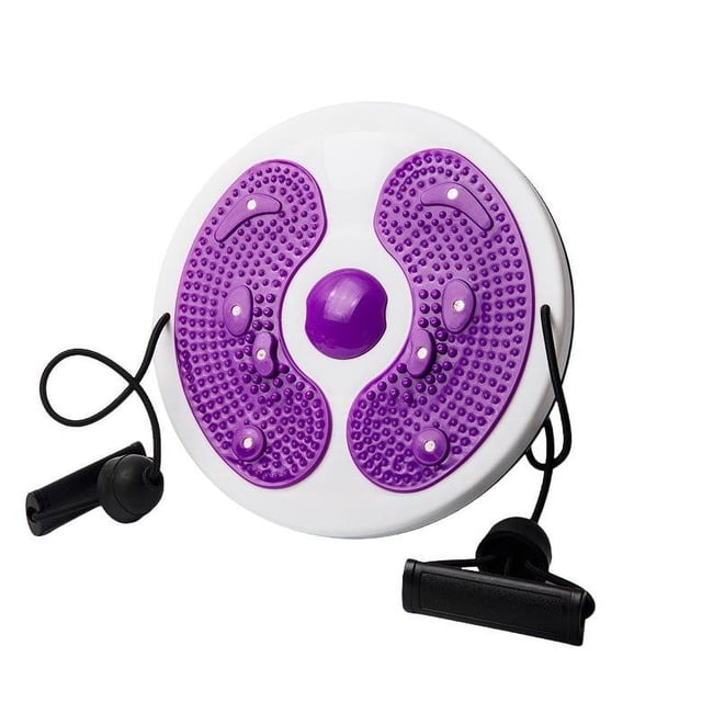 Pull Rope Waist Trainer for Home Gym, Rotating Waist Exercise Machine with ABS Plastic Build, Portable Fitness Equipment for Full Body Workout Massage and Weight Loss, Purple
