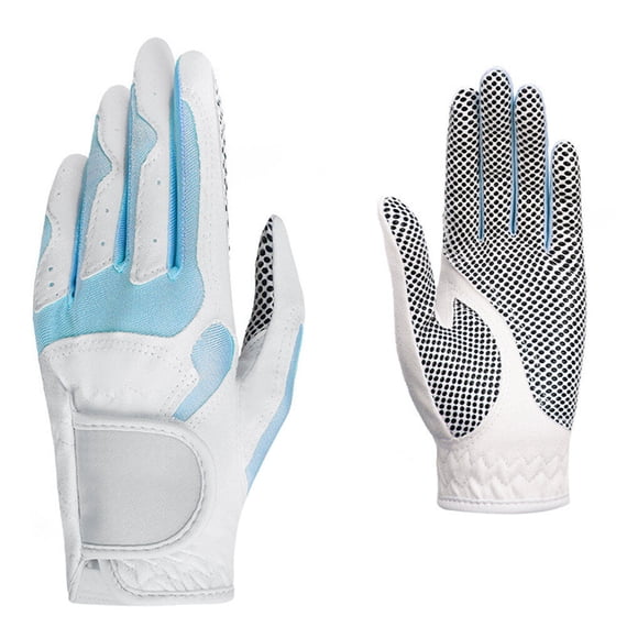 Thinsony 1 Paire pour Gants de Golf Femmes Antidérapant Microfibre Élastique Respirant Mitaine Blanc Bleu Taille 19