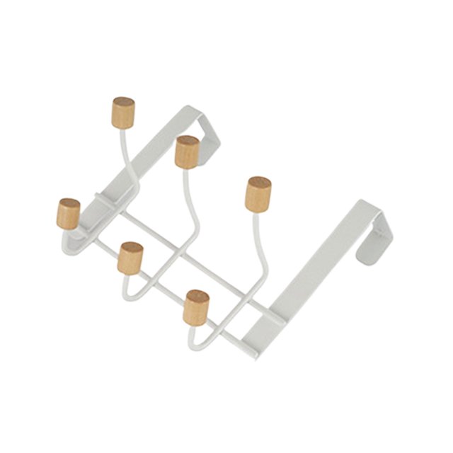 Youkk Solution de Rangement Mural Crochet Multiple Crochet de Porte Arrière Crochets Suspendus Etc. Blanc Six Perles