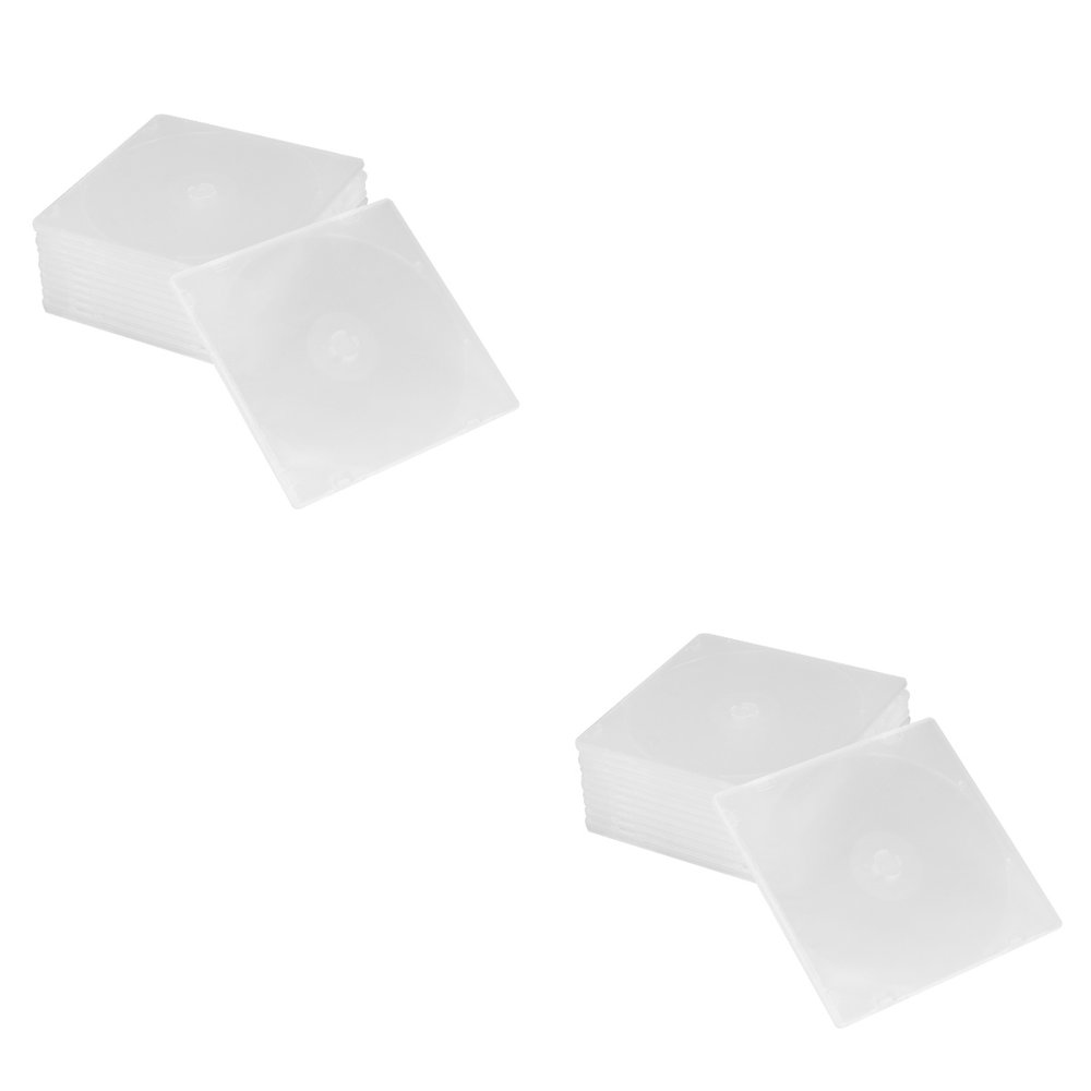 LNGOOR Set of 2 CD Package Media Video Storage Case Vinyl Display Bins White