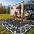 thumbnail image 3 of Reversible Outdoor Rug, Waterproof Plastic Straw Mat – Durable, UV-Resistant, Easy-Clean, Non-Shedding Patio Carpet for Deck, Porch, Balcony, Backyard, Camping, RV Use, 3 of 8