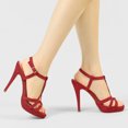 thumbnail image 2 of BLISSFUL STEP Women's T Strap Slingback Platform Heeled Sandals, 2 of 7