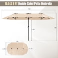 thumbnail image 3 of Costway 15.5 FT Extra-Large Patio Umbrella with LED Solar Lights & 12 Heavy-Duty Ribs Beige, 3 of 10