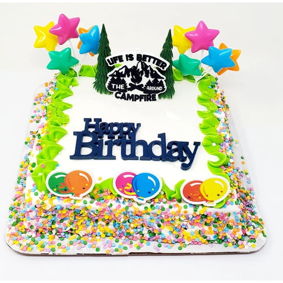 Outdoor Camping Hiking Recreational Themed Birthday Cake Topper (Unique Design)