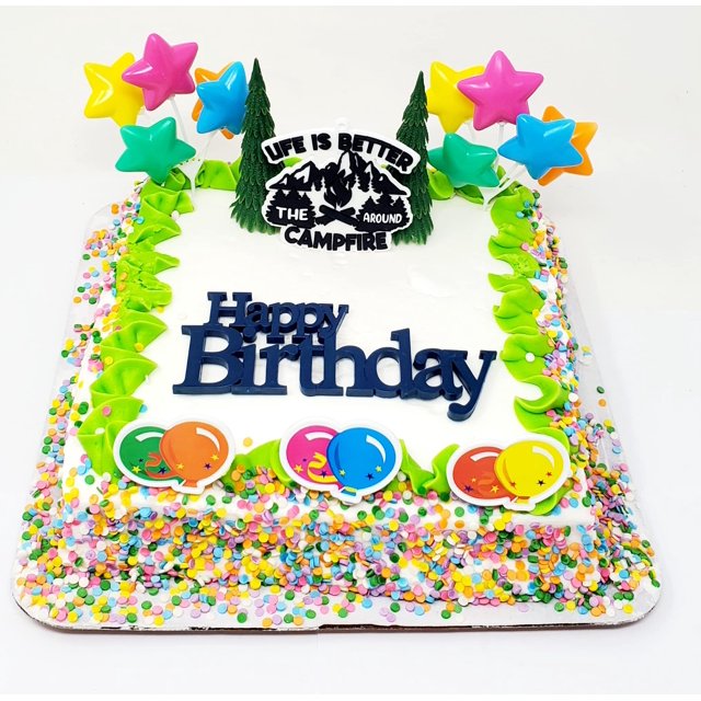 Outdoor Camping Hiking Recreational Themed Birthday Cake Topper (Unique Design)