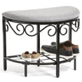 thumbnail image 3 of Mango Steam Half Moon Shoe Bench - Vanity Seat/Dressing Stool/Makeup Chair - White, 3 of 5