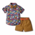 thumbnail image 2 of Birdeem Ensemble d'Été pour Enfants Garçons Chemise à Manches Courtes avec Cravate, 2 of 3