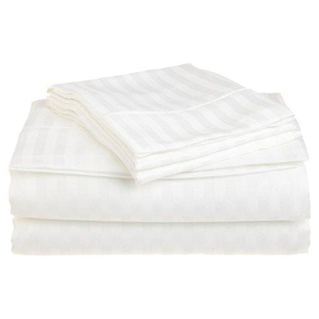 Home Ensembles de Draps à Rayures d'Hôtel Luxueux Design Série 1800 (Simple, Blanc)