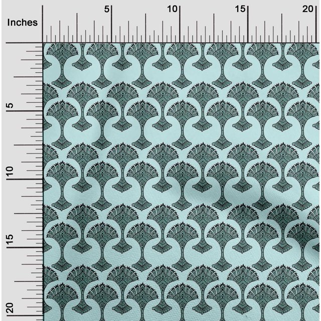 oneOone Cotton Poplin Fabric Floral Block Printed Fabric 1 Yard 56 Inch Wide