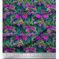 thumbnail image 1 of Soimoi Tissu de Soie Feuilles & Azalée Imprimé Floral par la Cour 42 Pouces de Large, 1 of 3
