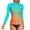 Green-Orange, variant on Women's Long Sleeve Rash Guard Sun Protection Zipper Gradient Swimsuit Top
