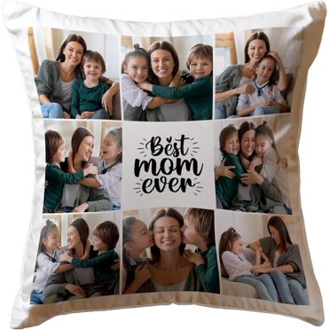 Personalized Pillow With Photo & Text Printed Custom Picture Cover With 9 Photos 40x40cm White Design With Your Own Picture Customized Throw Pillow With Filling Option Textile Products Gifts