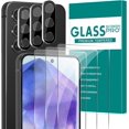thumbnail image 1 of [3+3 Pack] Glass Screen Protector for Samsung Galaxy A55 with Camera Lens Protector, 3D Curved, 6.6 inch 2024 9H Tempered Glass for Galaxy A55 Glass Screen Protector, 1 of 6