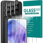 [3+3 Pack] Glass Screen Protector for Samsung Galaxy A55 with Camera Lens Protector, 3D Curved, 6.6 inch 2024 9H Tempered Glass for Galaxy A55 Glass Screen Protector