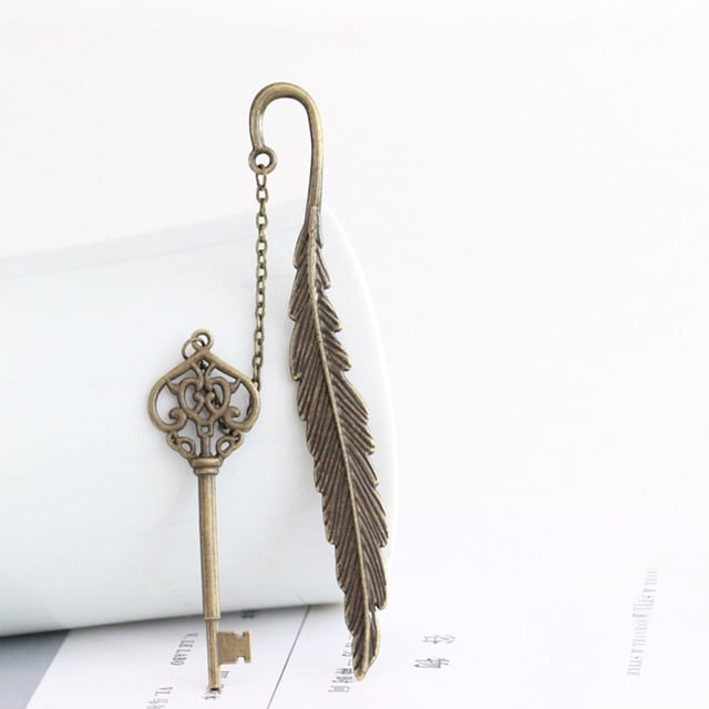 Musbetu Metal Feather Bookmarks with Textured Tassel Vintage Style Fun Reading Experience Alloy Feather Cutout Bookmark