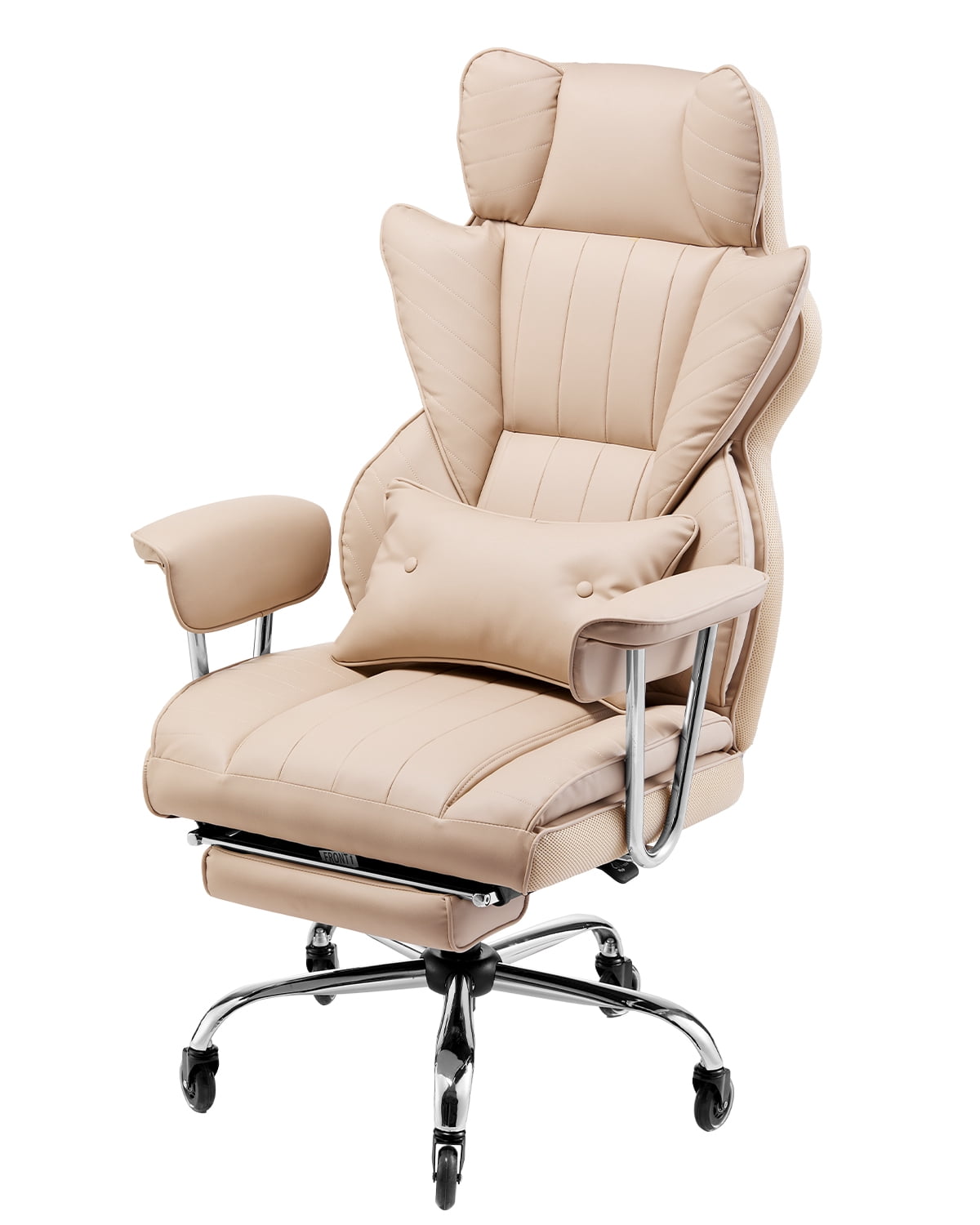 KFFKFF Executive Office Chair with Footrest, 400lb Capacity Office Chair with Lumbar Pillow & Removable Armrests, Heavy Duty Ergonomic Chair