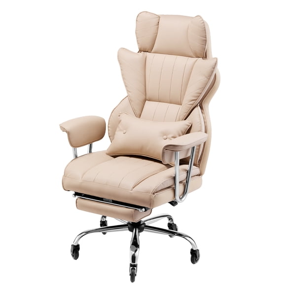 KFFKFF Executive Office Chair with Footrest, 400lb Capacity Office Chair with Lumbar Pillow & Removable Armrests, Heavy Duty Ergonomic Chair