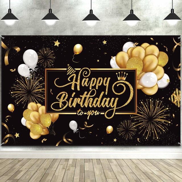 Happy Birthday Banner Sign Birthday Photo Backdrop Background for Birthday Party Decoration Supplies