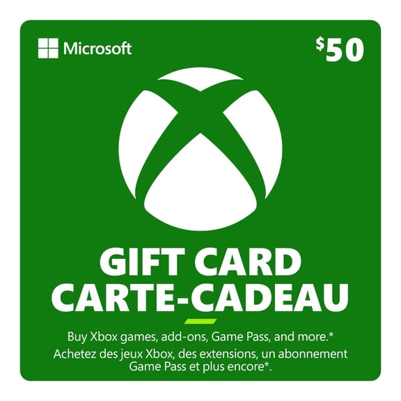 Carte-cadeau Xbox de 50 $ (Code numérique)