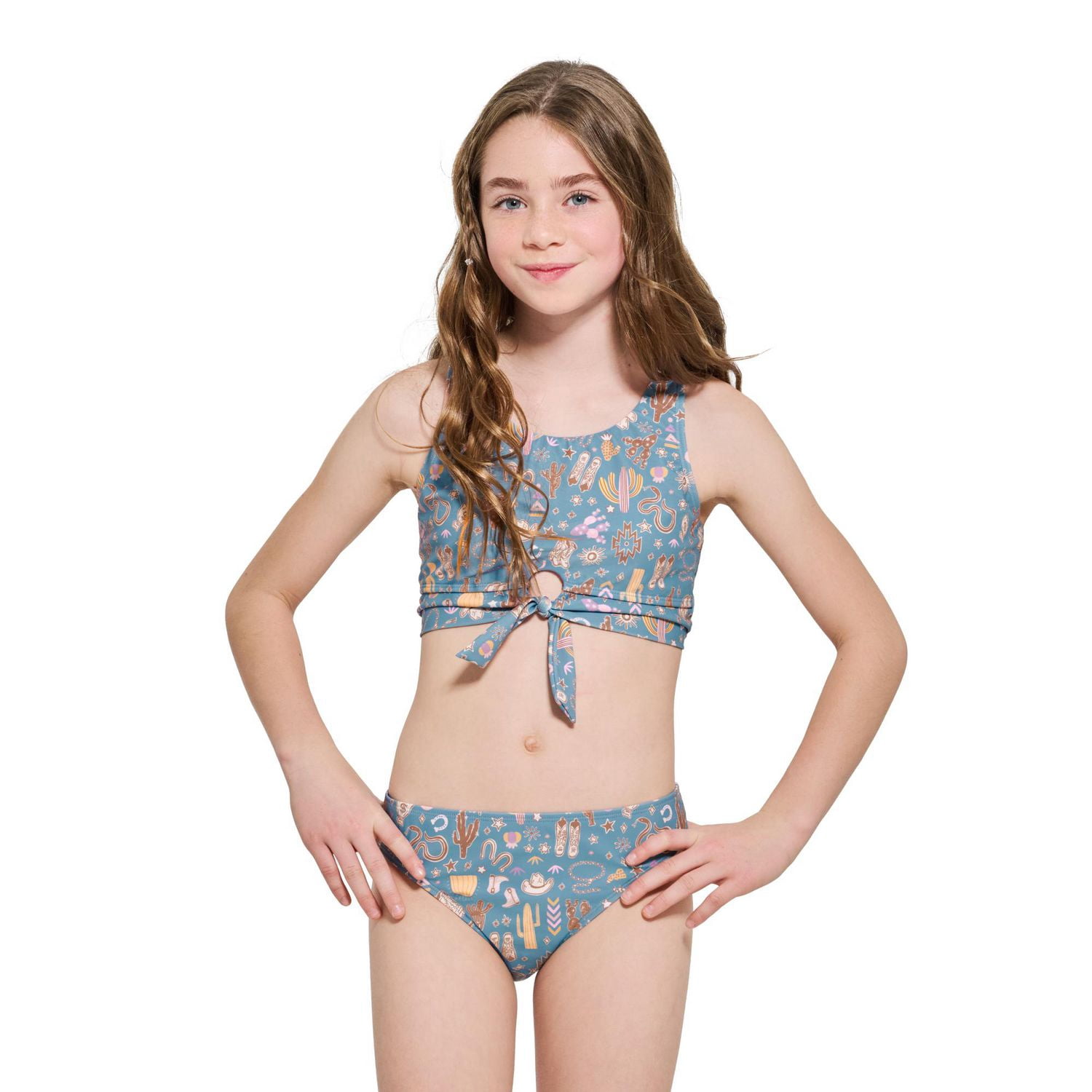 Ensemble bikini imprimé avec nœud à l’avant pour fille Summer Flirtt