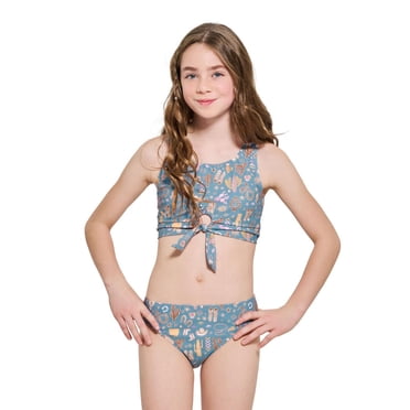 Ensemble bikini imprimé avec nœud à l’avant pour fille Summer Flirtt