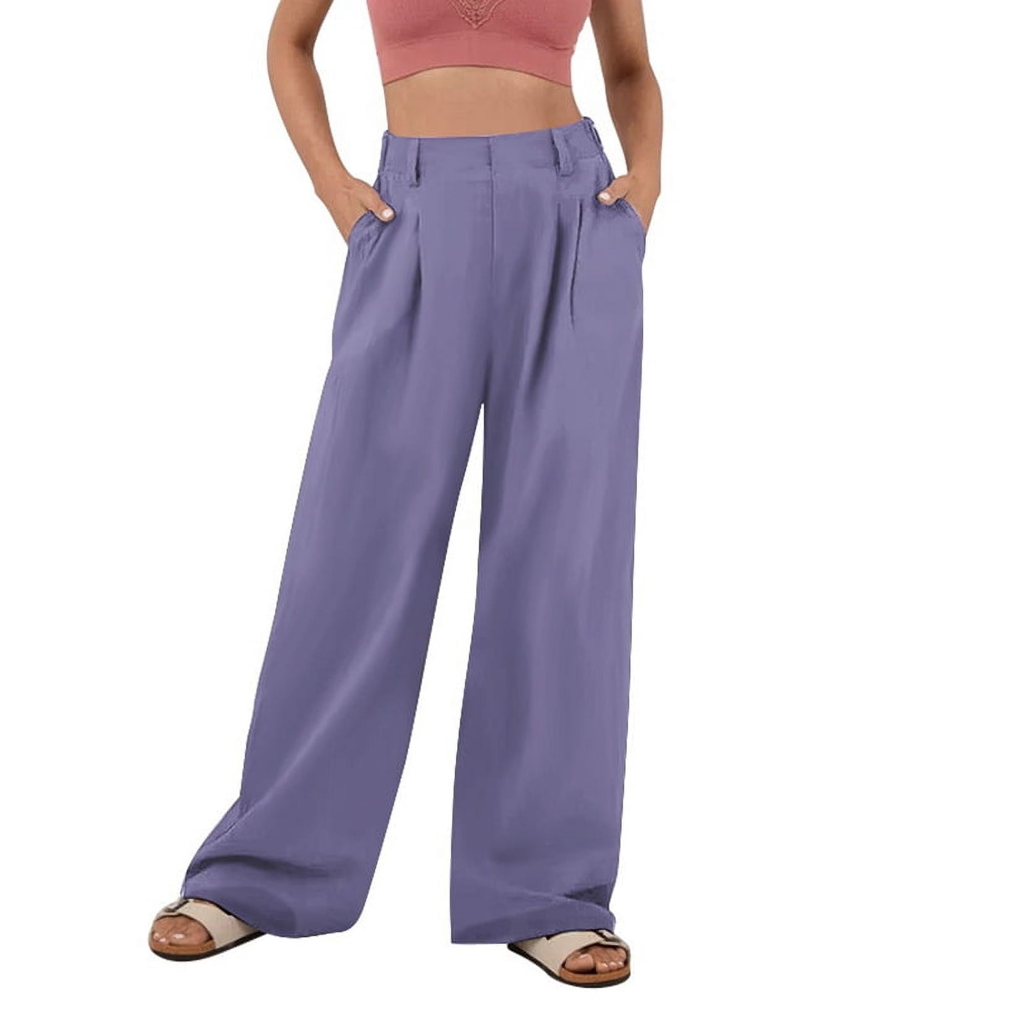 Women'S Wide Leg Suit Pants Loose Fit High Elastic Waisted