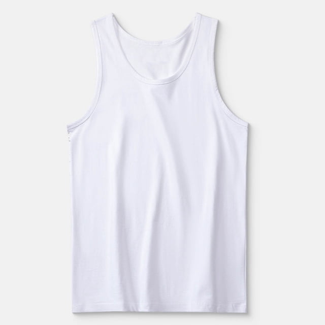LOVZFMLL Tank Tops for Men's Fashion Comfy Solid Short Sleeve Round-Neck Regular Pullover Tank