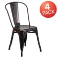 thumbnail image 4 of Commercial Grade 4 Pack Black-Antique Gold Metal Indoor-Outdoor Stackable Chair, 4 of 9