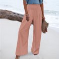 thumbnail image 2 of Timegard Beach Pants for Women Wide Leg Ruched High Waisted Smocked Flowy Summer Casual Loose Trousers, 2 of 5