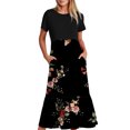 thumbnail image 1 of Robe d'Été pour Femmes 2024 Mode Grande Taille Col Rond Manches Courtes Mi-Mollet Double Poche Robe à Imprimé Floral Robe à Manches Courtes Col Rond Liquidation à 50 % de Rabais!, 1 of 4