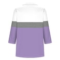 thumbnail image 5 of Hot6sl Économies d'Été Liquidation Blouse & Chemise à Manches Courtes Col Rabattu, T-shirt Assorti pour Femmes Col en V Col Rabattu Manches 3/4, Haut en polyester pour Femmes/Blanc, P, 5 of 5
