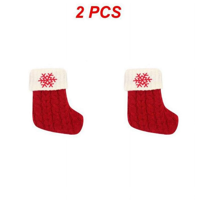 1~8PCS New Year Christmas Socks Red Snowflake Alphabet Letters Christmas knitting Stocking Christmas Tree Decoration For Home