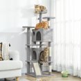 thumbnail image 2 of PawHut 54" Cat Tree Tower with Scratching Posts, Cat Condos, Light Grey, 2 of 10