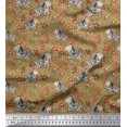 thumbnail image 1 of Soimoi Brown Crepe Silk Fabric Leaves,Floral & Animal Cartoon Print Fabric by Yard 42 Inch Wide, 1 of 3