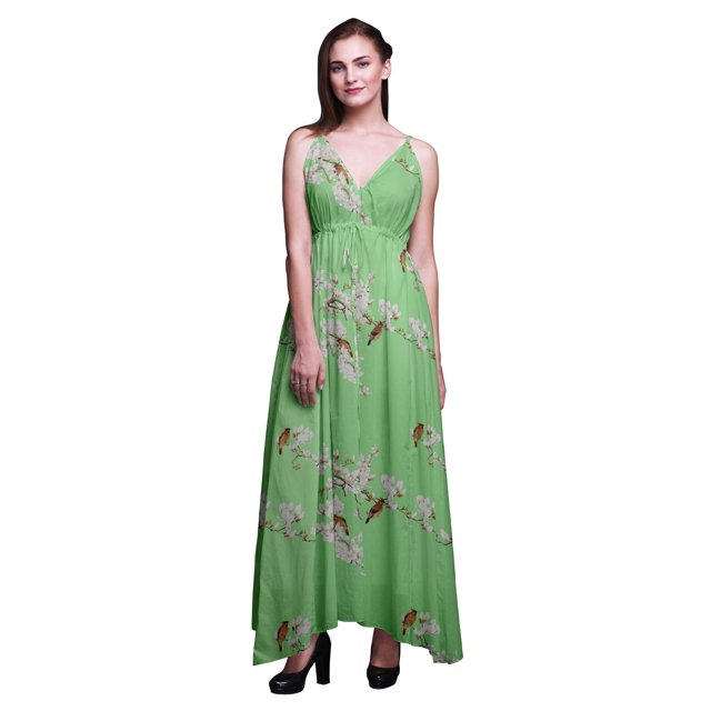 Bimba Robe de Plage Bohème Longue Sans Manches à Bretelles Imprimée pour Femmes - Petit