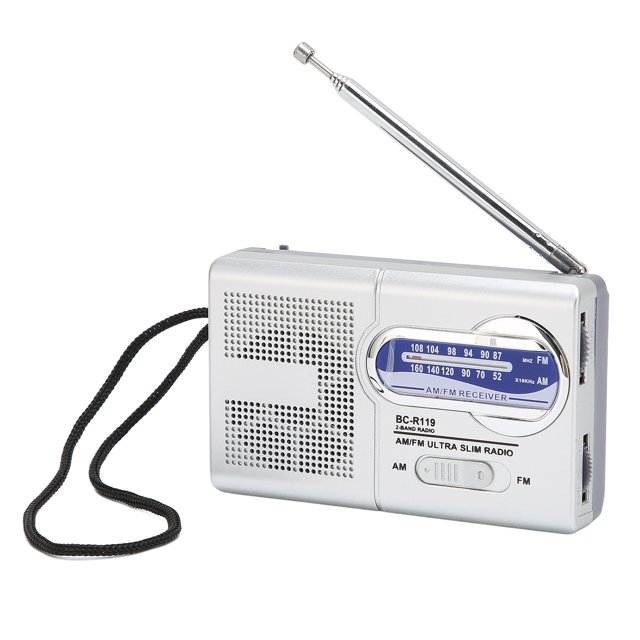 Mini Radio,Portable Pocket Radio AM/FM Portable Pocket Radio Silver Grey Radio Exceptional Reliability