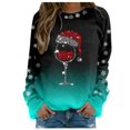 thumbnail image 1 of Chandail pour Femmes Joyeux Haut à devant Froncé Imprimé de Noël Col Rond Chandails pour Femmes Col Rond Coupe Ajustée Chandail Actif Veste Hauts pour Femmes Convenable Manches Longues Chandails d'Entraînement Blouse Ample, 1 of 4