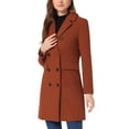 thumbnail image 4 of INSPIRE CHIC Manteau d'Hiver pour Femme à Revers Cranté Trench à Double Boutonnage L Brun Rougeâtre, 4 of 6