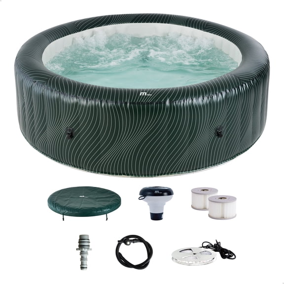 MSpa Spa à Bulles Gonflable Rond, Spa pour 4 à 6 Personnes avec Lumières DEL, Meteor