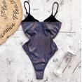 thumbnail image 3 of CEHVOM Maillot de Bain une Pièce pour Femmes, Uni, Rehausseur, Échancré, à Lacets, Bikini à Dos Nu, 3 of 6