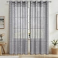 thumbnail image 1 of Todaioua Semi Sheer Window Curtain with Silver Embossed Pattern Light Filtering Polyester Fabric for Bedroom Living Room Study Modern Home Decor with Grommet Top Installation, 1 of 7