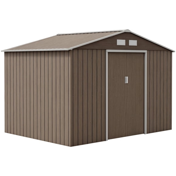 Outsunny Remise de Jardin 9,1 Pieds x 6,4 Pieds x 6,3 Pieds avec Trousse de Fondation en Acier