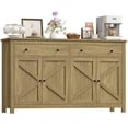 thumbnail image 3 of Homfa Buffet de Cuisine Style Ferme, Armoire Buffet en Bois à 4 Portes et 2 Tiroirs avec Tablettes Ajustables, Brun, 3 of 7