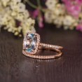 thumbnail image 2 of Natural Aquamarine Engagement Ring 2pcs Bridal Wedding Ring Set Unique Gold Plated Silver Band Moissanite Accented Ring March Birthstone Ring, 2 of 4