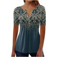 thumbnail image 1 of CEHVOM Femmes Mode Décontractée Imprimé Col Rond Ample Manches Courtes T-shirt Haut Blouse Chandail Liquidation, 1 of 5