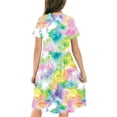 thumbnail image 4 of Robe Fille Été Patineuse Robe T-Shirt Teinture sur Nœuds Décontractée à Manches Courtes Robe Fluide pour Enfants 4-14 Ans, 4 of 6