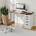 thumbnail image 1 of BeesClover Computer Desk 47" with 5 Drawers, Modern Study Table with Storage and Sturdy Metal Legs, Office Desk for Small Spaces, Apartments, Dorm Rooms, 1 of 7