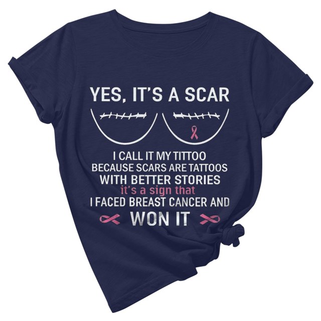 TIMIFIS Breast Cancer Awareness Shirts for Women Work Tops Short Sleeve Out Blouse Breast Awareness Letter Print Shirt T-Shirt Tops In OctoberFall/Winter