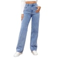 thumbnail image 1 of Bmisegm Women's Loose Ripped Jeans with Button and Pocket, Light Blue, XL, 1 of 8