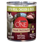 Purina ONE Vrai instinct avec du vrai poulet & Canard, Nourriture pour chiens mouillés, 368g